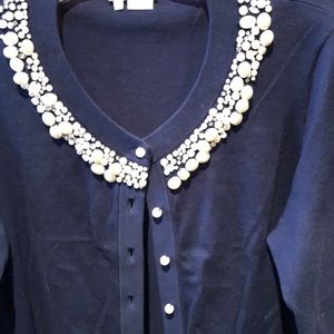 Kate Spade Navy Pearl Embellished Sweater